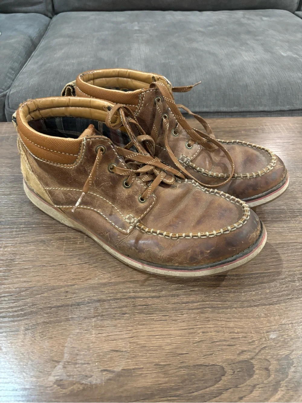 Men's Clark Brown Leather Moc Toe Lace-Up Boots